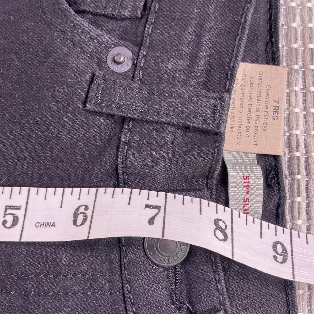 Levis 511 Slim Kids Jeans Black Adjustable Waist Stretch Denim Size 7 Regular